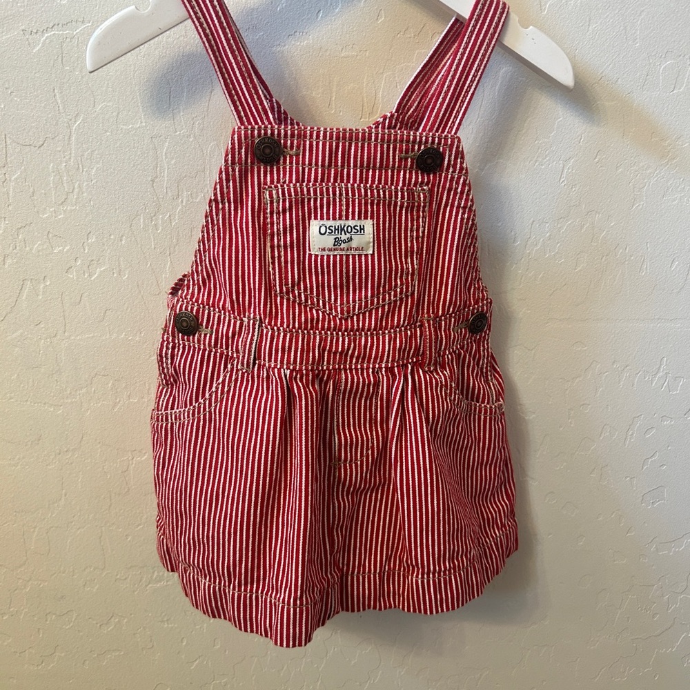 OshKosh B'gosh Red Overall Dress Classic Bib Style